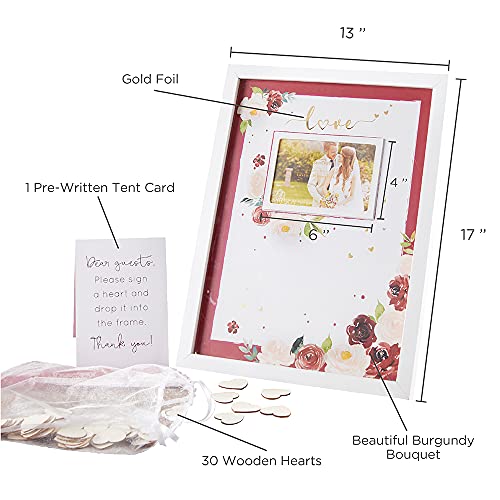 Kate Aspen Wedding Guest Book Alternative, Bridal Shower Guestbook Burgundy Blush Floral, One Size, Red