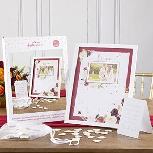 Kate Aspen Wedding Guest Book Alternative, Bridal Shower Guestbook Burgundy Blush Floral, One Size, Red