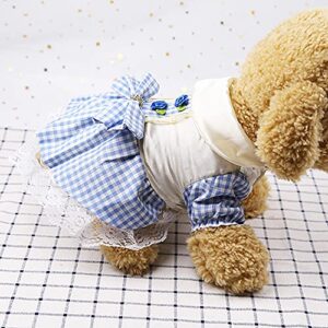 Dog Retro Lattice Skirt Princess Dress Dog Puppy Cute MultiLayers Wedding Party Dress Retro Skirt Luxury Lace Bow Flower Dress Bride Costume Petti Dress for Small Dog Cat Puppy Pet Apparel (Blue, XXL)