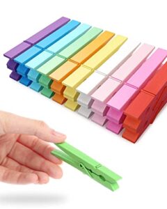 colored clothespins, colorful clothes pins wooden clips rainbow colors 50 pack decorative crafts pegs photos pictures decoration clip clothing hanging closepins, 2.9 inch 5 pcs per color