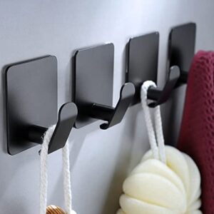 taozun adhesive hooks - black towel hooks 4 packs coat robe hooks stainless steel wall hooks rustproof and oil proof for kitchen bathroom