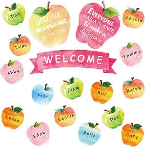 63 pieces paper fruit cutouts bulletin board set, watercolor fruit accent cutouts classroom wall decorations motivational fruit calendar decor name tags for back to school, first day of school