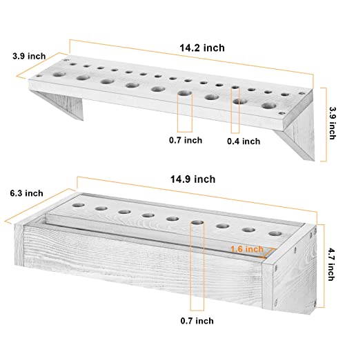 ETELI Screwdriver Organizer Rack Wood Wall Mounted Pliers Hammers Storage Holder 2 Pack Impact Tool Storage Shelf for Screwdriver Pliers Hammers Home Workshop, Grey White (Tools NOT Include)
