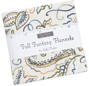fall fantasy flannels charm pack by holly taylor; 42 - 5 inch precut fabric quilt squares