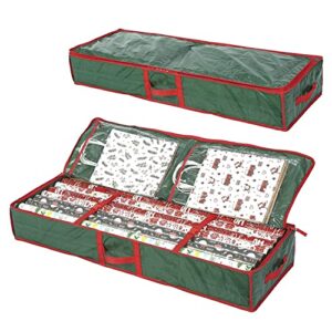 Sattiyrch Underbed Gift Wrap Organizer,Gift Wrapping Paper Storage Container,Holds up to 20 Rolls,41W x 14D x 6H (Green)