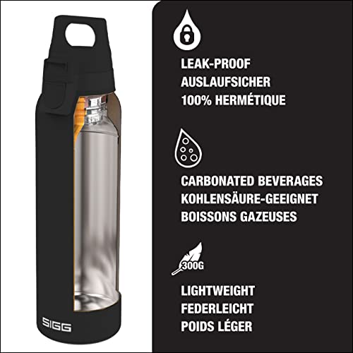 SIGG - Insulated Water Bottle - Thermo Flask H&C ONE Light Black - Removable Tea Infuser - Leakproof - BPA Free - 18/8 Stainless Steel - Black - 19 Oz