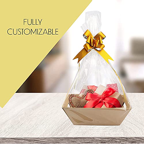 [10 Pk] Baskets for Gifts Empty| 8x10” Small Rectangular Kraft Basket with Handles|Wine, Christmas, Easter| Snacks, Farmers Market, Charity, Organizing, Shelf| Gift to Impress-Upper Midland Products