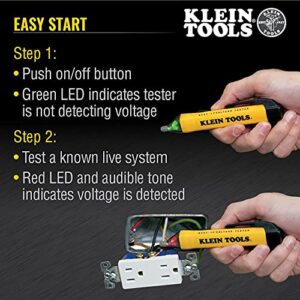 Klein Tools NCVT1P Voltage Tester, Non-Contact Voltage Detector Pen, 50V to 1000V AC, Audible and Flashing LED Alarms, Pocket Clip