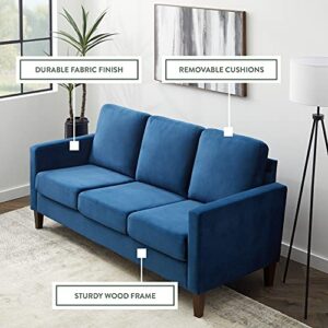 Edenbrook Archer Upholstered Couch – Couches for Living Room – Blue Velvet Couch - Living Room Furniture - Small Couch - Seats Three - Straight Arm Modern Couch