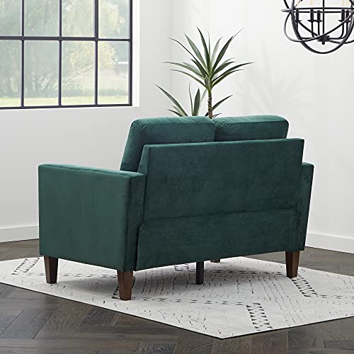 Edenbrook Archer Upholstered Loveseat - Green Velvet Loveseat - Living Room Furniture - Small Loveseat - Mid Century Modern Loveseat - Seats Two