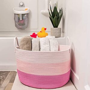 Wide Rope Laundry Basket (3-Toned Pink) + Wide Rope Laundry Basket (Striped/Pink) - PINK