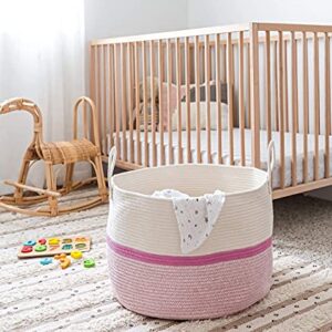 Wide Rope Laundry Basket (3-Toned Pink) + Wide Rope Laundry Basket (Striped/Pink) - PINK