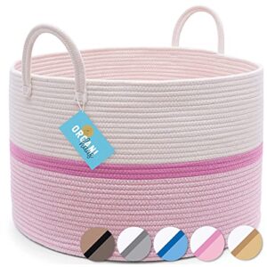 Wide Rope Laundry Basket (3-Toned Pink) + Wide Rope Laundry Basket (Striped/Pink) - PINK