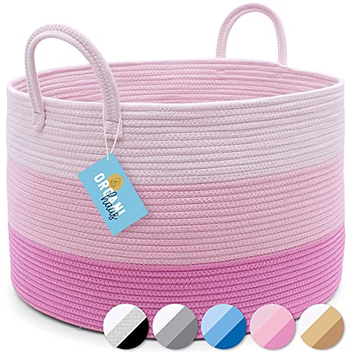 Wide Rope Laundry Basket (3-Toned Pink) + Wide Rope Laundry Basket (Striped/Pink) - PINK