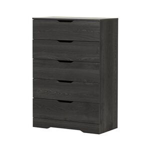 Home Square 4 Piece Modern Bedroom Furniture Set - 6 Drawer Dresser for Bedroom / 5 Chest of Drawers for Bedroom/Small Nightstand with Drawer and Shelf - Set of 2 / Distressed Grey Oak