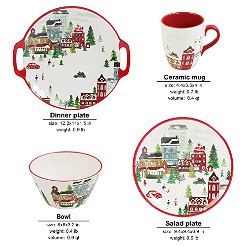 Zog Melamine Dinnerware Set for 4-16 Pcs Camping Dishes Set with Melamine Dinner Plates,Melamine Salad Plates,Melamine Bowls and Ceramic Cups.Lightweight and Unbreakable (Flower3)