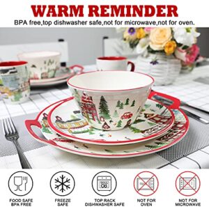 Zog Melamine Dinnerware Set for 4-16 Pcs Camping Dishes Set with Melamine Dinner Plates,Melamine Salad Plates,Melamine Bowls and Ceramic Cups.Lightweight and Unbreakable (Flower3)