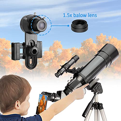 Telescope for Kids and Beginners - 70mm Apeture 400mm AZ Mount Telescopes for Adults - Good Partner to View Moon and Planet - Come with a Smartphone Adapter with 1.5X Barlow Lens and Adjustable Tripod