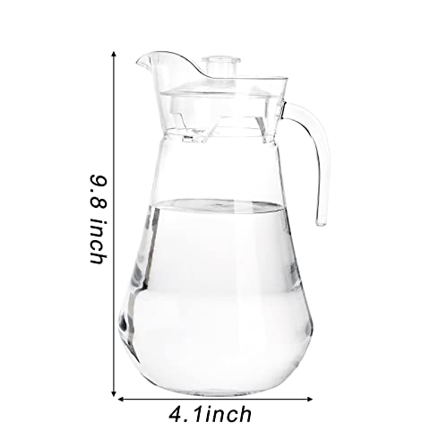 SOUJOY 2 Pack Plastic Pitcher, 70 oz Clear Iced Water Pitcher with Lid and Handle, Heat Resistant BPA-Free Tea Pitcher for Juice, Milk, Cold or Hot Beverages
