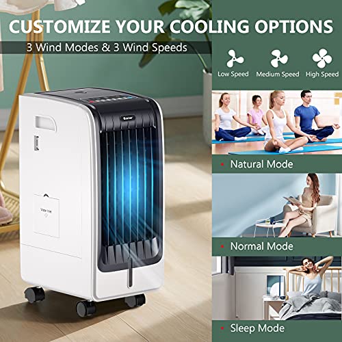 Generic Onnertune 3-IN-1 Evaporative Air Cooler, Portable Bladeless Cooler w/6L Water Tank, Quiet Operation, 8-hour Time Setting, Remote Control, Ultra-Quiet Electric Fan for Home, Office, Dorms