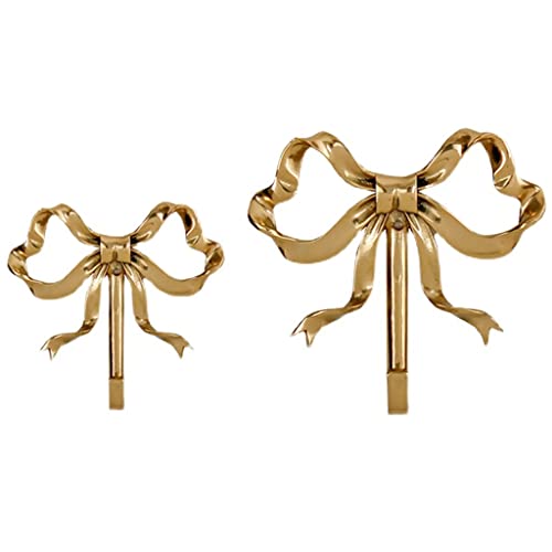 Home Decorative Hook Bow-Knot Brass Hook Wall Hooks for Hanging Hook for Coat Hat Towel Multi-Purpose Hooks (Color : Gold, Size : Pack of 2)