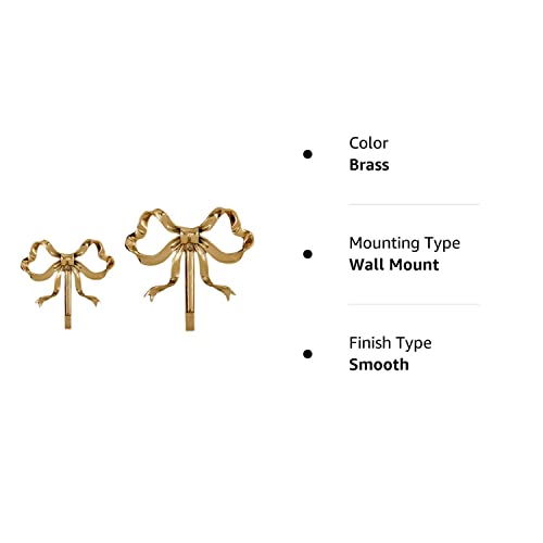 Home Decorative Hook Bow-Knot Brass Hook Wall Hooks for Hanging Hook for Coat Hat Towel Multi-Purpose Hooks (Color : Gold, Size : Pack of 2)