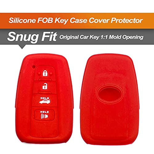 EYANBIS Silicone Key Fob Cover Fit for Toyota Camry RAV4 C-HR Prius Highlander Corolla Avalon HYQ14FBC Smart 4 Buttons | Car Accessories | Remote Key Protection Case - Black & Red