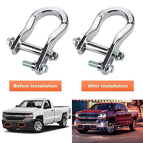 JDMON Compatible with Chrome Front Tow Hook Chevy Silverado 1500 GMC Sierra 1500 2007-2018 Silverado 1500 LD Sierra 1500 Limited 2019 Replaces 84072462 Silver 2Pcs