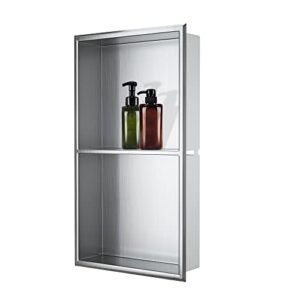 jolitac stainless steel shower niche inwall 12" x 24", double placed tiers bathroom storage shelf niche perfect for shampoo and soap storage