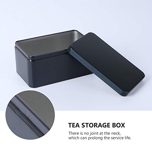 NUOBESTY Rectangular Tin Box Empty Tin Box Containers Portable Tea Storage Container with Lid Home Storage Box for Tea Candy (Black)