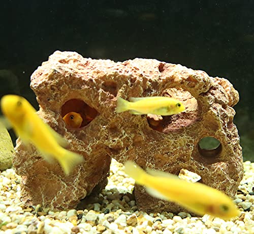 ALEGI Large Aquarium Decorations Hideouts, Resin Aquarium Rock Mountain Hideaway Caves,Artificial Sea Coral Fish Tank Decoration