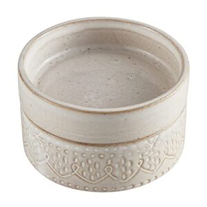 47th & main ceramic stackable serving container, 4" diameter, embossed