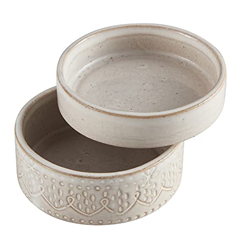 47th & Main Ceramic Stackable Serving Container, 4" Diameter, Embossed