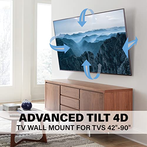 Sanus Advanced Tilt 4D Premium TV Wall Mount Bracket For Most 42"- 90" Flat Screen TVs - Universal Low Profile Tilting TV Mount. Fits 16",18",24" Studs-Max Weight 150 lbs & Max VESA 600 x 400mm - VLT7