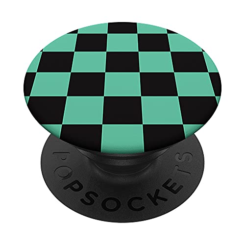 Checkered Black Green Anime Pattern PopSockets Swappable PopGrip