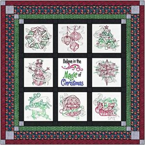 material maven quilt kit believe in christmas pre cut ready to sew/finished embroidery, multi color