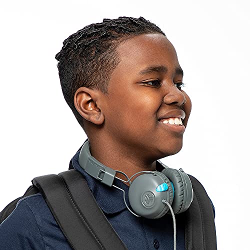 JLab JBuddies Learn On-Ear Kids Headphones | Retractable Boom Mic | Built-in Volume Regulators for Safety | Folding | Adjustable | Great for Schooling Homework and Virtual Classes