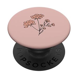 rose pink - botanical bohemian floral boho flower popsockets swappable popgrip