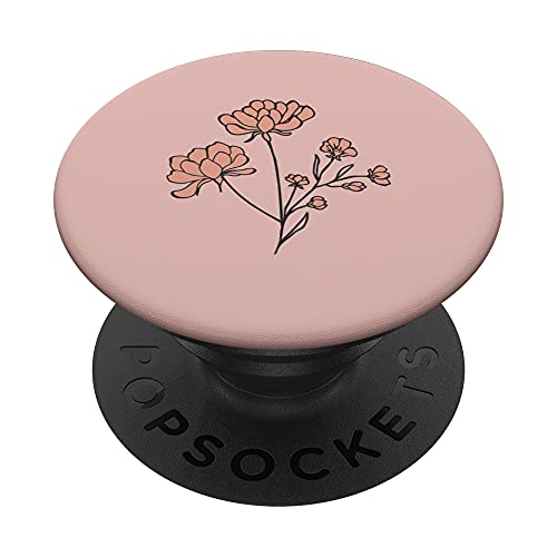 Rose Pink - Botanical Bohemian Floral Boho Flower PopSockets Swappable PopGrip