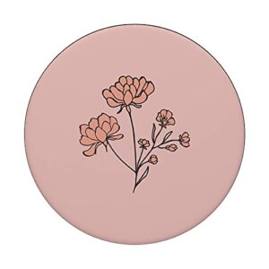 Rose Pink - Botanical Bohemian Floral Boho Flower PopSockets Swappable PopGrip