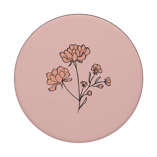 Rose Pink - Botanical Bohemian Floral Boho Flower PopSockets Swappable PopGrip