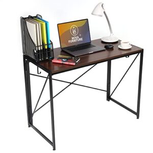 nova furniture group folding home office computer desk, portable multifunction study writing laptop table for urban small space apartment, condo & dorm, space saving, waterproof desktop, easy assemble
