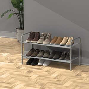 Simple Houseware 2-Tier Shoe Rack Storage Organizer, Grey