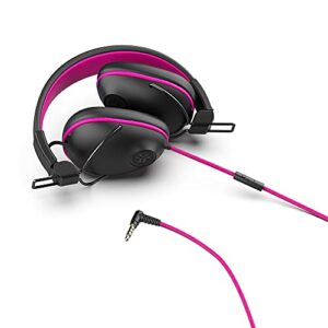 JLab JBuddies Pro Wired Over-Ear Kids Headphones | Built-in Volume Regulators for Safety | Folding | Adjustable | Noise Isolation | with Mic | Pink