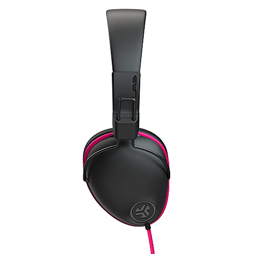 JLab JBuddies Pro Wired Over-Ear Kids Headphones | Built-in Volume Regulators for Safety | Folding | Adjustable | Noise Isolation | with Mic | Pink
