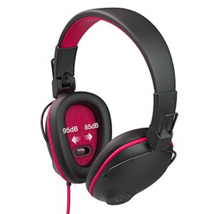 JLab JBuddies Pro Wired Over-Ear Kids Headphones | Built-in Volume Regulators for Safety | Folding | Adjustable | Noise Isolation | with Mic | Pink