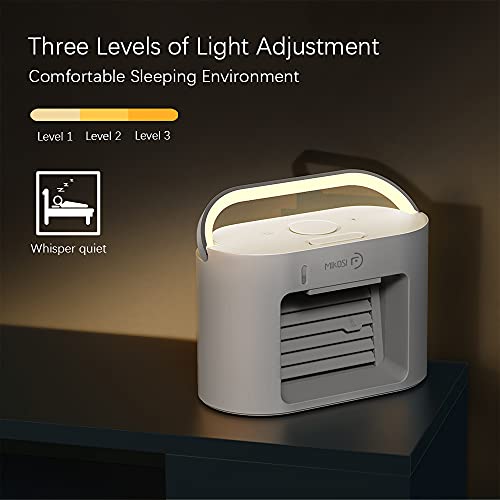 MIKOSI 3 in 1 Portable Air Conditioner Fan, Personal Small Evaporative Air Cooler Humidifier Misting Fan with LED Light, Rechargeable Battery for Room Travel