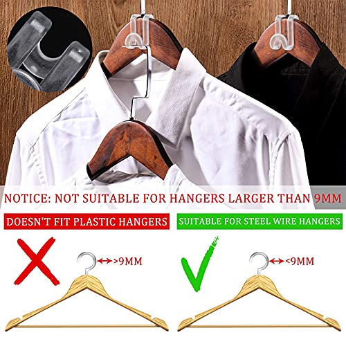 48 Pieces Clothes Hanger Connector Hooks Hanger Extender Clips Clothes Hanger Hooks Hanger Extenders for Closet Space Saving Cascading Hanger Velvet Huggable Hangers Accessory (Clear)