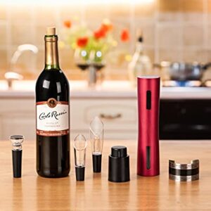 ISELECTOR 6-in-1 Cordless Electric Wine Opener Set Rechargeable Wine Bottle Corkscrew Opener with Wine Pourer, Vacuum Wine Stoppers, Foil Cutter and Wine Temperature Sensor