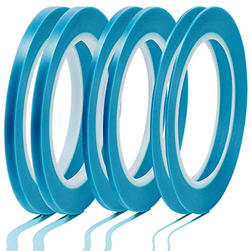 Nezyo 6 Pieces Pinstripe Tape Vinyl Masking Tape Blue Painters Tape High Temperature Low Tack Automotive Car Paint, 1/16 Inch, 1/8 Inch, 1/4 Inch for Easy Removal Trim Thin Finishing Masking